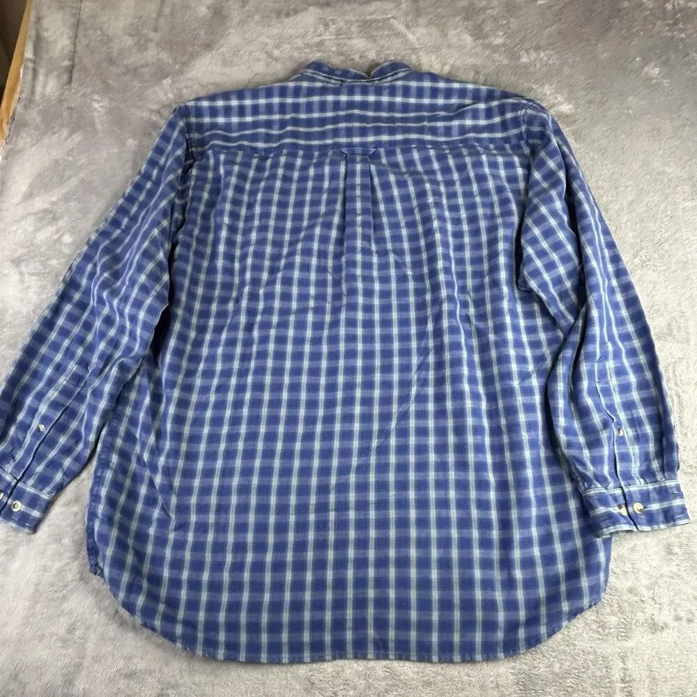 The North Face Shirt Mens XL Blue‎ Plaid Long Sleeve Button Up Vented Hiking